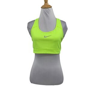 Nike Sports Bra Womens L Large Acid Lime Pro Swoosh Racerback Scoop Neck *READ